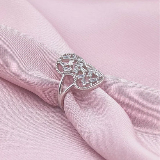 Art Deco Baguette Heart Shield Ring from TimelessWhims, view 3