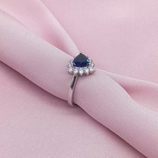 Trillion Sapphire Starburst Cluster Halo Ring from TimelessWhims, view 3