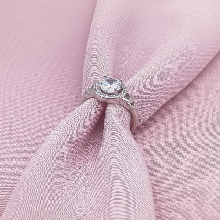 Round Solitaire Pavé Halo Celtic Knot Shoulder Ring from TimelessWhims, view 3