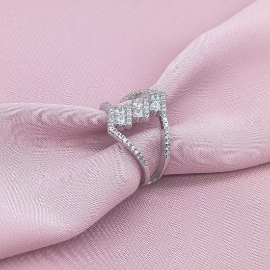 Double Chevron Open-Work Cluster Bypass Ring from TimelessWhims, view 3
