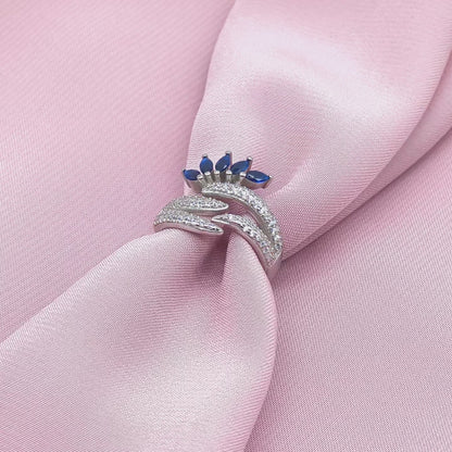 Sapphire Marquise Crown Triple-Wrap Pavé Coil Ring from TimelessWhims, view 3