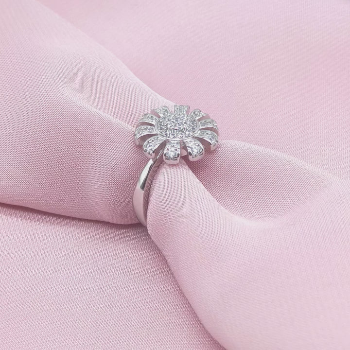 Sunflower Pavé Cluster Cocktail Ring from TimelessWhims, view 3