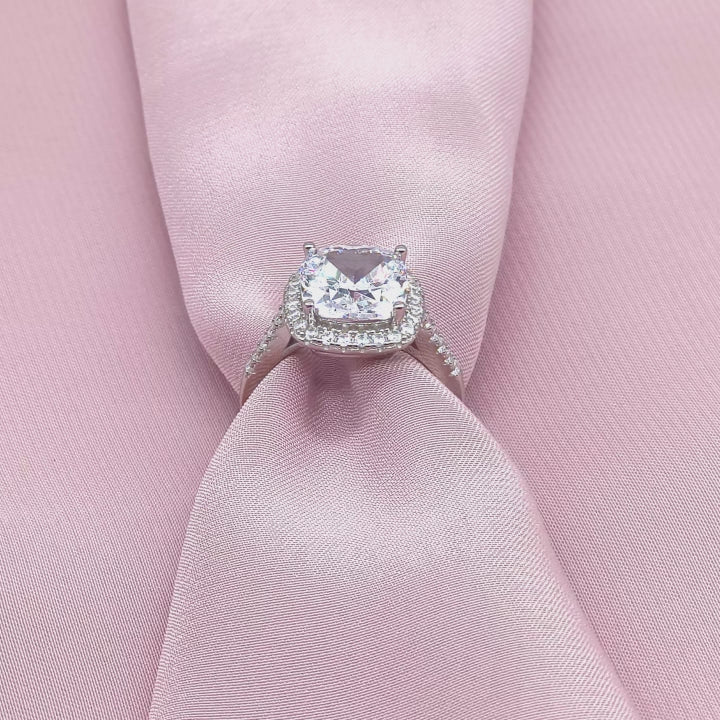Grand Cushion Halo Pavé Band Ring from TimelessWhims, view 3