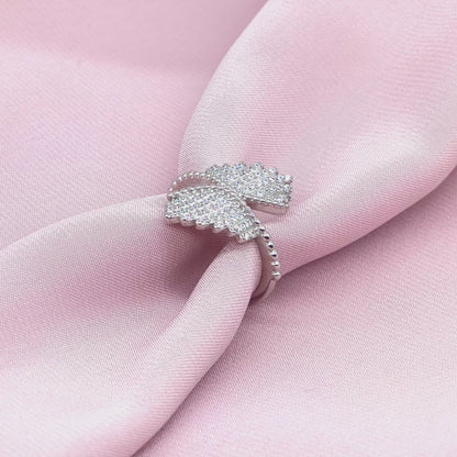 Silver Angel Wing Pavé Ring from TimelessWhims, view 3