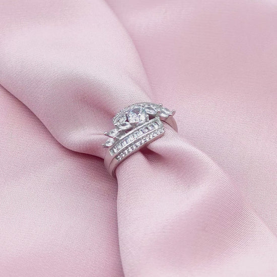 Three Stone Marquise Baguette Channel Bypass Ring from TimelessWhims, view 3