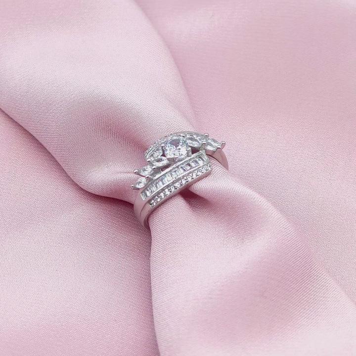 Three Stone Marquise Baguette Channel Bypass Ring from TimelessWhims, view 3