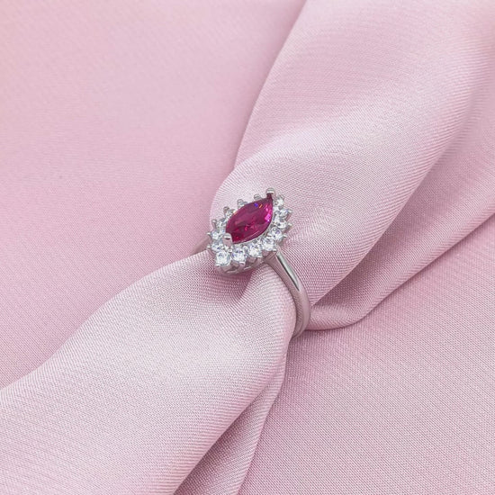 Marquise Ruby Starburst Cluster Halo Ring from TimelessWhims, view 3