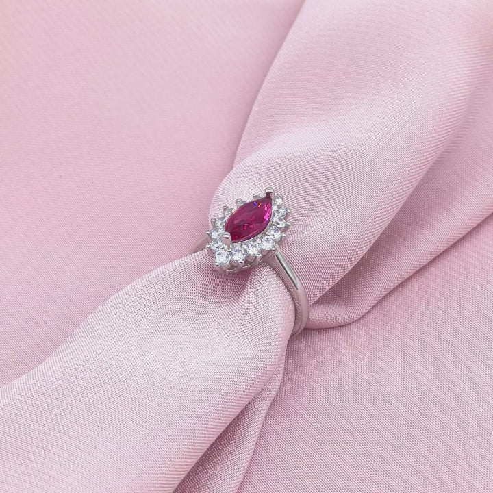 Marquise Ruby Starburst Cluster Halo Ring from TimelessWhims, view 3