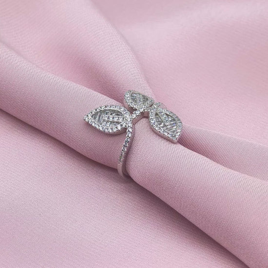 Triple Baguette Leaf Open-Work Bypass Ring from TimelessWhims, view 3