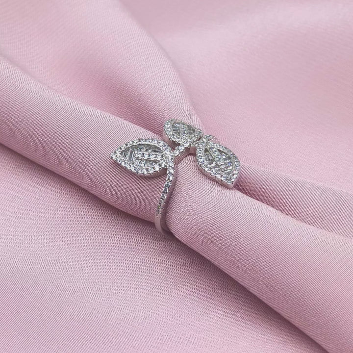 Triple Baguette Leaf Open-Work Bypass Ring from TimelessWhims, view 3