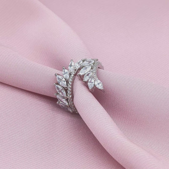 Double Marquise Leaf Spray Open Bypass Ring from TimelessWhims, view 3
