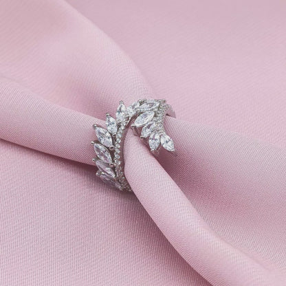 Double Marquise Leaf Spray Open Bypass Ring from TimelessWhims, view 3