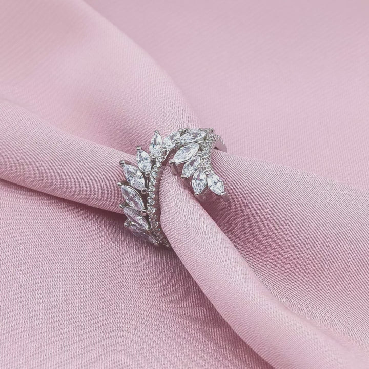 Double Marquise Leaf Spray Open Bypass Ring from TimelessWhims, view 3