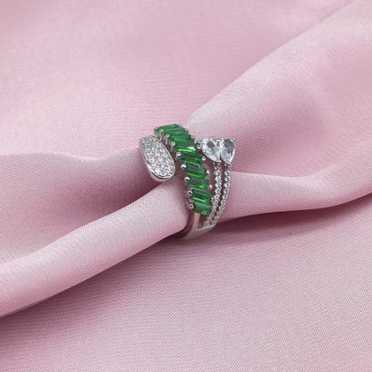 Emerald Baguette Cascade Pear Solitaire Bypass Ring from TimelessWhims, view 3