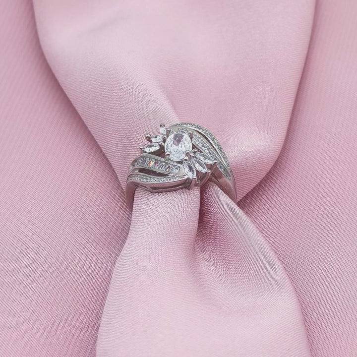 Marquise & Baguette Cascade Cocktail Ring from TimelessWhims, view 3