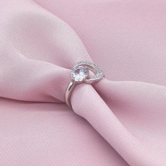 Round Solitaire Crescent Moon Pavé Ring from TimelessWhims, view 3