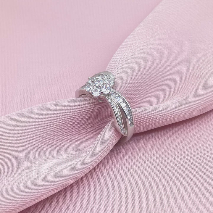 Floral Cluster Baguette Swirl Ring from TimelessWhims, view 3