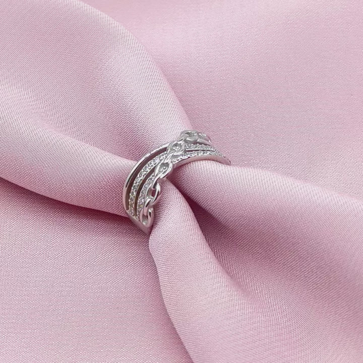 Pavé Chain Link Crossover Band Ring from TimelessWhims, view 3