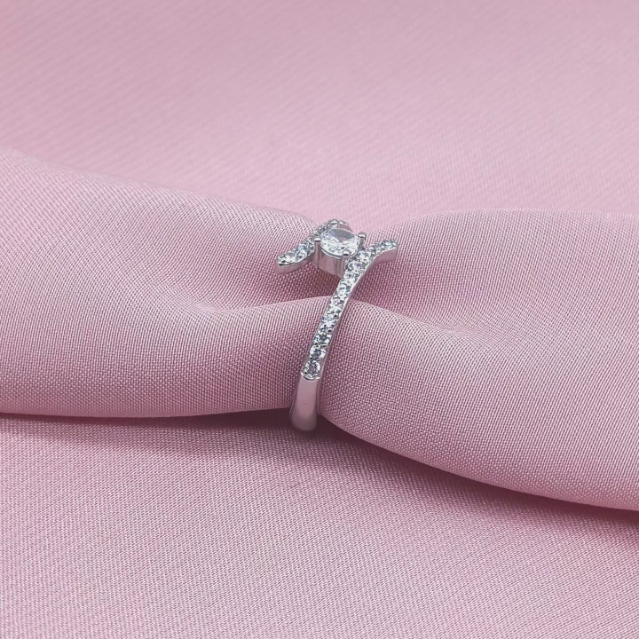 Round Solitaire Pavé Open Bypass Ring from TimelessWhims, view 3
