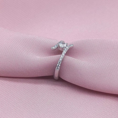 Round Solitaire Pavé Open Bypass Ring from TimelessWhims, view 3