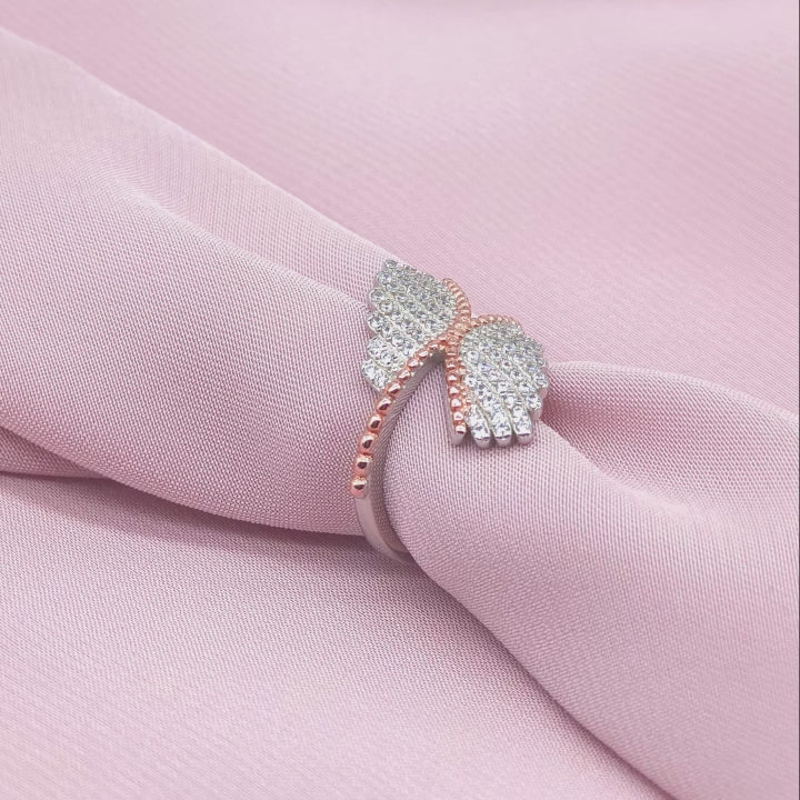 Rose Gold Angel Wing Pavé Ring from TimelessWhims, view 3