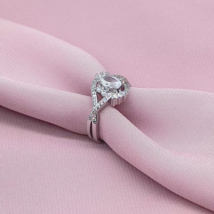 Oval Halo Baguette Twist Bypass Ring from TimelessWhims, view 4
