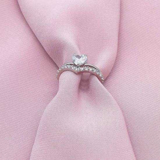 Heart Solitaire Chevron Pavé Bypass Ring from TimelessWhims, view 3