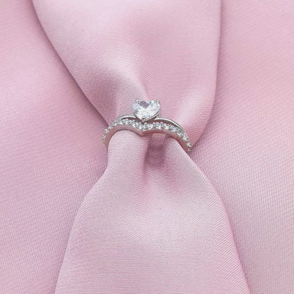 Heart Solitaire Chevron Pavé Bypass Ring from TimelessWhims, view 3