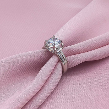 Oversized Round Solitaire Double Channel Shoulder Ring from TimelessWhims, view 3