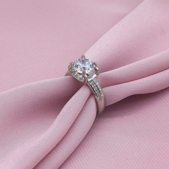 Oversized Round Solitaire Double Channel Shoulder Ring from TimelessWhims, view 3