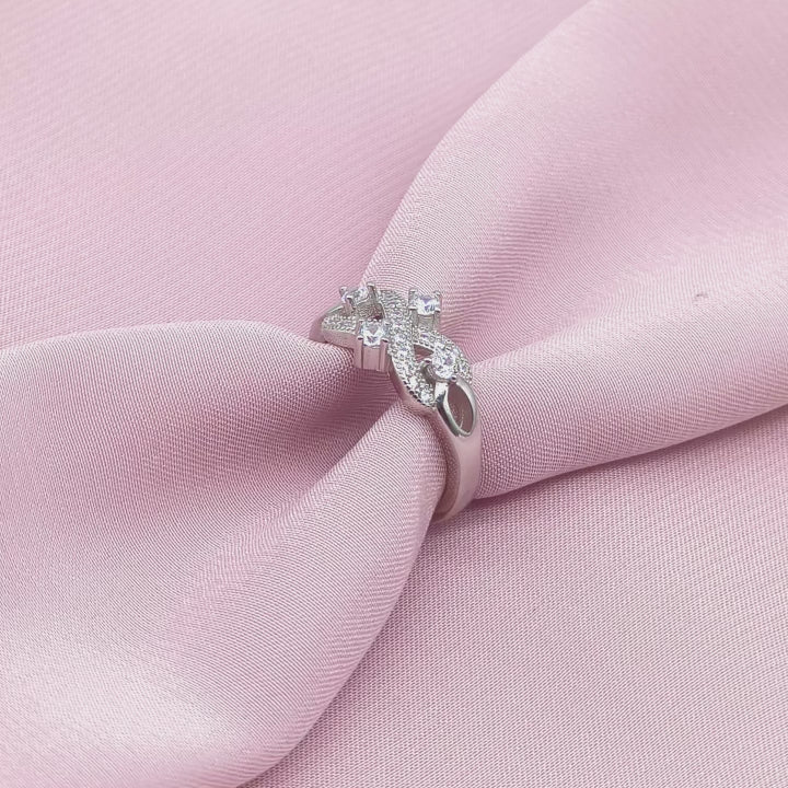 Pavé Infinity Knot Three-Stone Ring from TimelessWhims, view 3