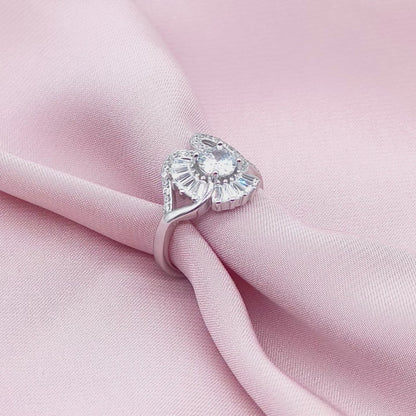 Round Solitaire Baguette Floral Swirl Ring from TimelessWhims, view 3