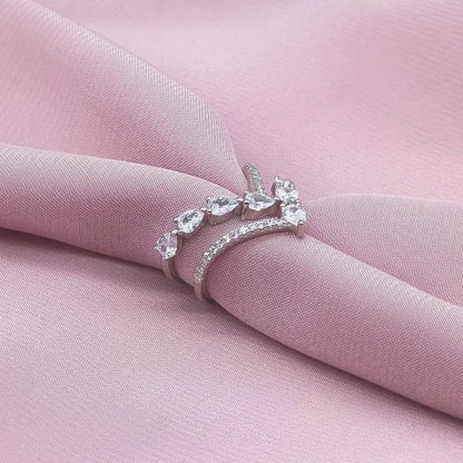 Pear Cascade Triple-Rail Open-Work Bypass Ring from TimelessWhims, view 3