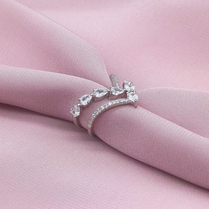 Pear Cascade Triple-Rail Open-Work Bypass Ring from TimelessWhims, view 3