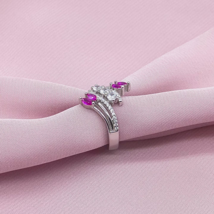 Ruby Marquise White Cluster Split-Shank Bypass Ring from TimelessWhims, view 3