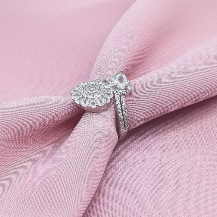 Grand Floral Cluster & Heart Bypass Ring from TimelessWhims, view 3