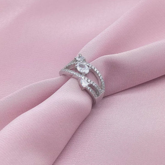 Oval Marquise Three-Stone Triple-Rail Bypass Ring from TimelessWhims, view 3