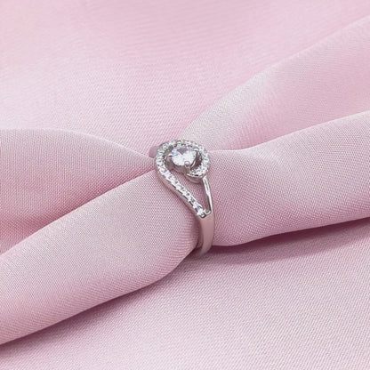 Swirl Halo Solitaire Split Ring from TimelessWhims, view 3
