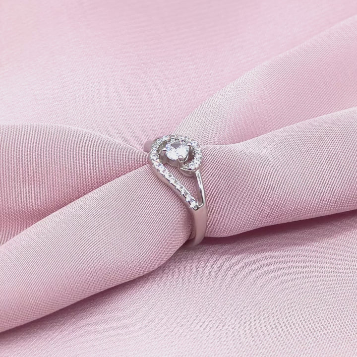 Swirl Halo Solitaire Split Ring from TimelessWhims, view 3