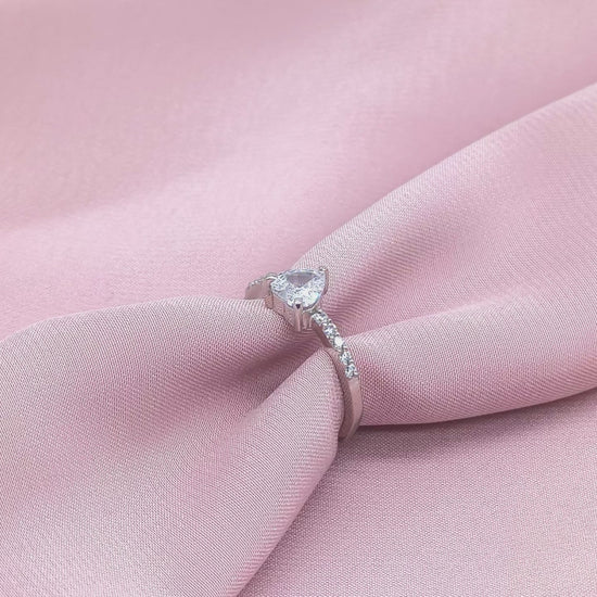Heart Solitaire Pavé Shoulder Ring from TimelessWhims, view 3