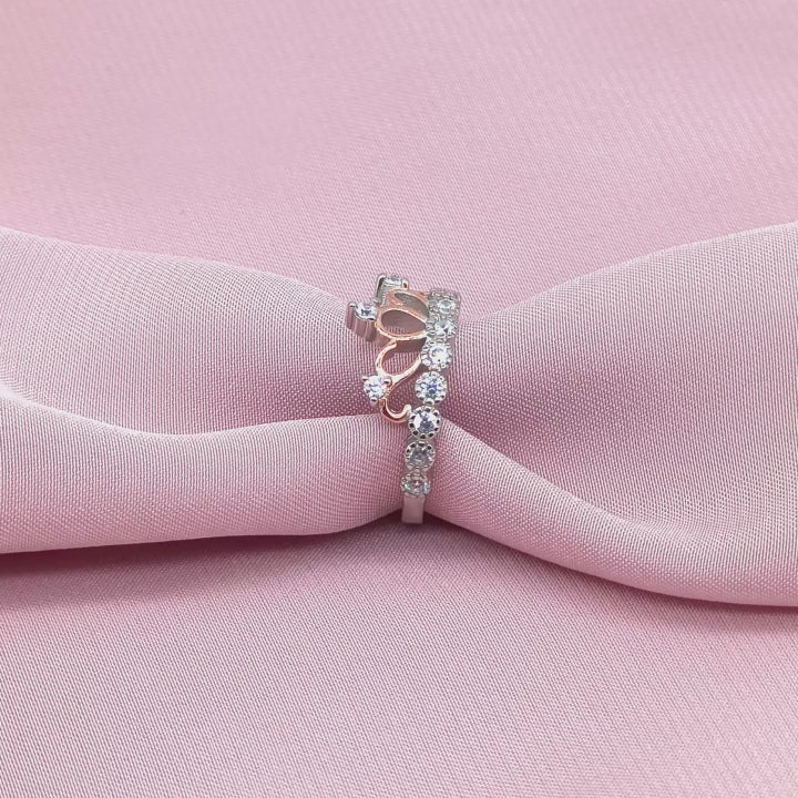 Rose Gold Princess Tiara Crown Pavé Ring from TimelessWhims, view 3